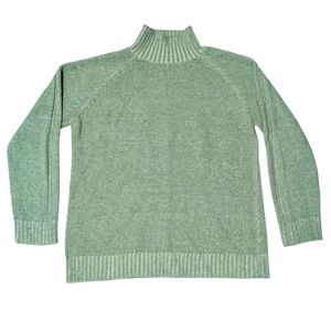 Vintage Esprit Y2K 90s Mock Neck Sweater Green Wool Blend Small Oversized Fit